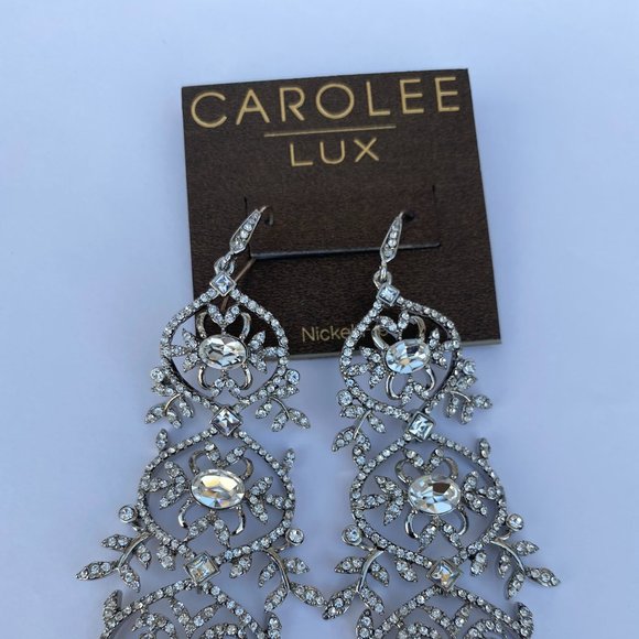 Carolee Lux  Dangling, 3 Level Encrusted Earring - Picture 3 of 3